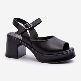 Sandales à talons hauts en cuir pour femmes Vinceza 66627 Noir le noir 1
