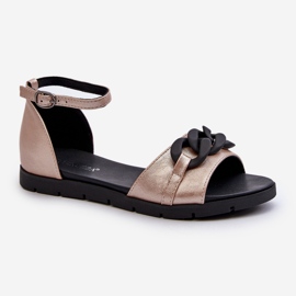 Sandales plates pour femmes avec chaîne Vinceza 17320 Or d'or 1