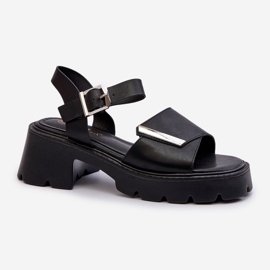 Sandales pour femmes en cuir écologique avec talons hauts et plateforme Vinceza 36257 Noir 1
