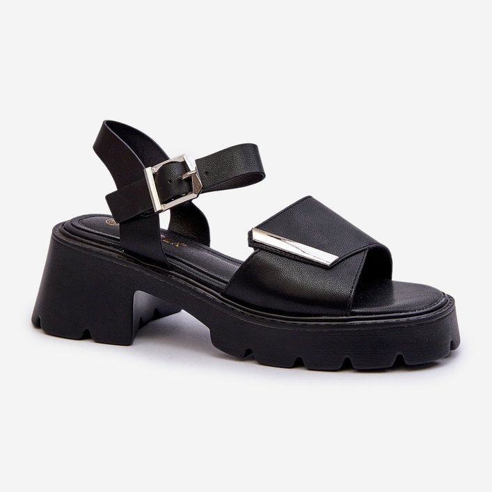 Sandales pour femmes en cuir écologique avec talons hauts et plateforme Vinceza 36257 Noir le noir 1