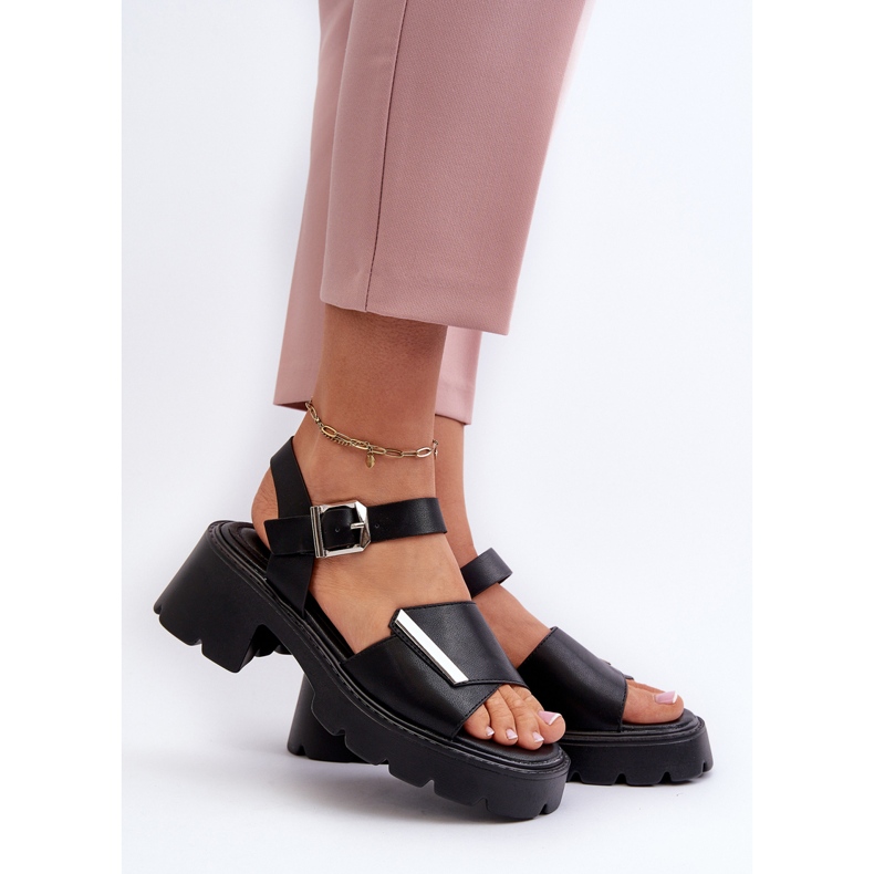 Sandales pour femmes en cuir écologique avec talons hauts et plateforme Vinceza 36257 Noir le noir 2