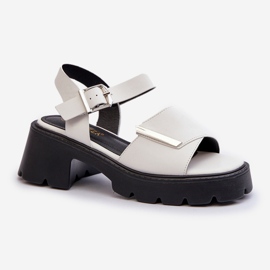 Sandales pour femmes en cuir écologique avec talons hauts et plateforme Vinceza 36257 Blanc 1