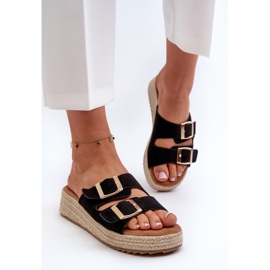 Tongs Pour Femmes Avec Eco Daim Tressé Noir Zaloemi le noir 4