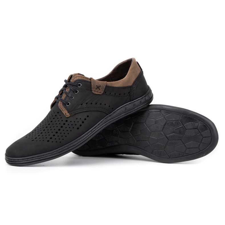 Polbut Chaussures en cuir pour hommes 402 été noir avec marron 3