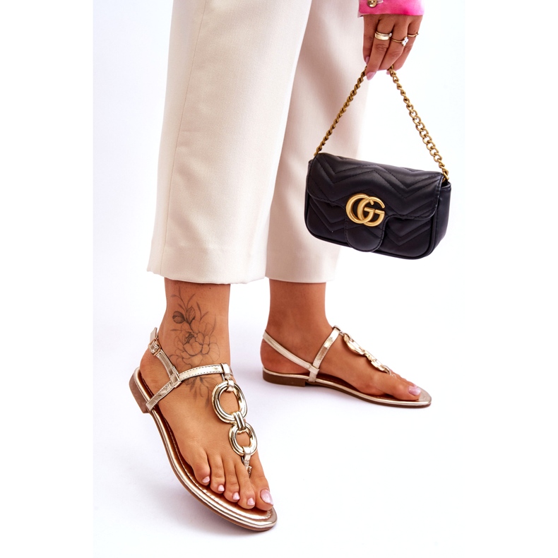 Sandales japonaises à thèmes dorées dorées d'or 2