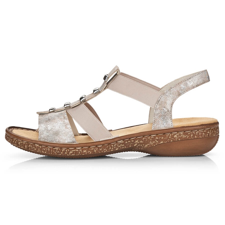 Sandales à enfiler confortables pour femmes Rieker 62850-90 beige 2 Sandales à enfiler confortables pour femmes Rieker 62850-90 beige 2