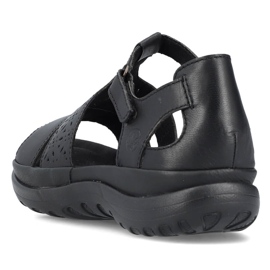 Sandales en cuir confortables pour femmes avec velcro, noir Rieker 64865-01 le noir 1