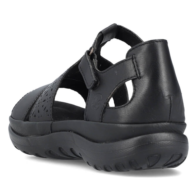 Sandales en cuir confortables pour femmes avec velcro, noir Rieker 64865-01 1