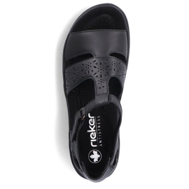 Sandales en cuir confortables pour femmes avec velcro, noir Rieker 64865-01 2