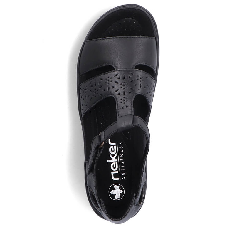 Sandales en cuir confortables pour femmes avec velcro, noir Rieker 64865-01 le noir 2