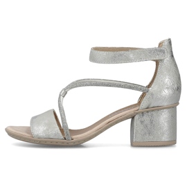 Sandales confortables à talons hauts pour femmes avec velcro, argent Rieker 64654-40 1