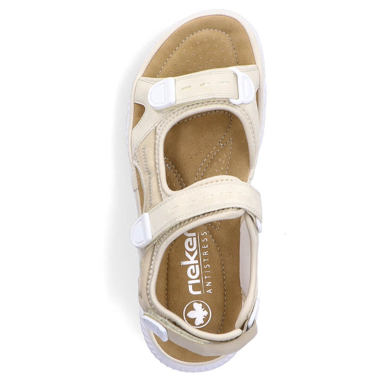 Sandales confortables à velcro beiges pour femmes Rieker 64074-60 1