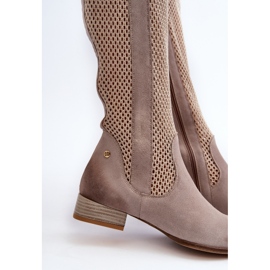 Bottes Femme Ajourées à Talons Bas En Daim Naturel Maciejka 06467-04 Beige 7