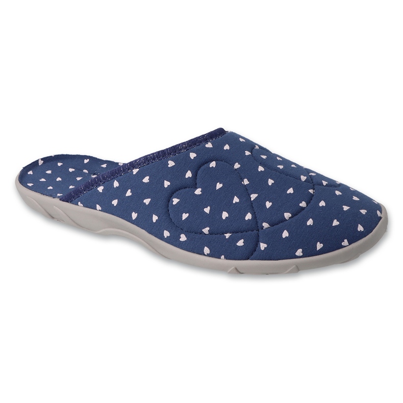 Chaussons femme Befado 235D195 bleu avec coeurs 2 Chaussons femme Befado 235D195 bleu avec coeurs 2