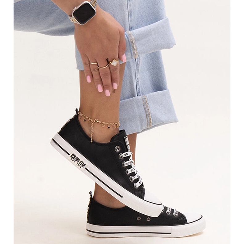 Baskets en cuir écologique noires Big Star KK274096 1