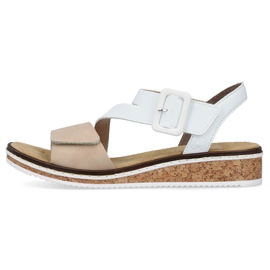 Sandales combinées confortables pour femmes avec velcro Rieker V3660-60 blanc 2