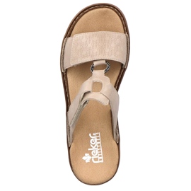 Tongs confortables à velcro beiges pour femmes Rieker 60885-62 2