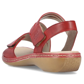 Sandales en cuir confortables pour femmes avec velcro, rouge, Rieker 65964-35 1 Sandales en cuir confortables pour femmes avec velcro, rouge, Rieker 65964-35 1
