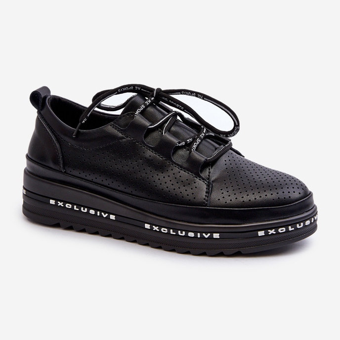 Chaussures en cuir pour femmes sur la plateforme S.Barski LR769A Noir 1