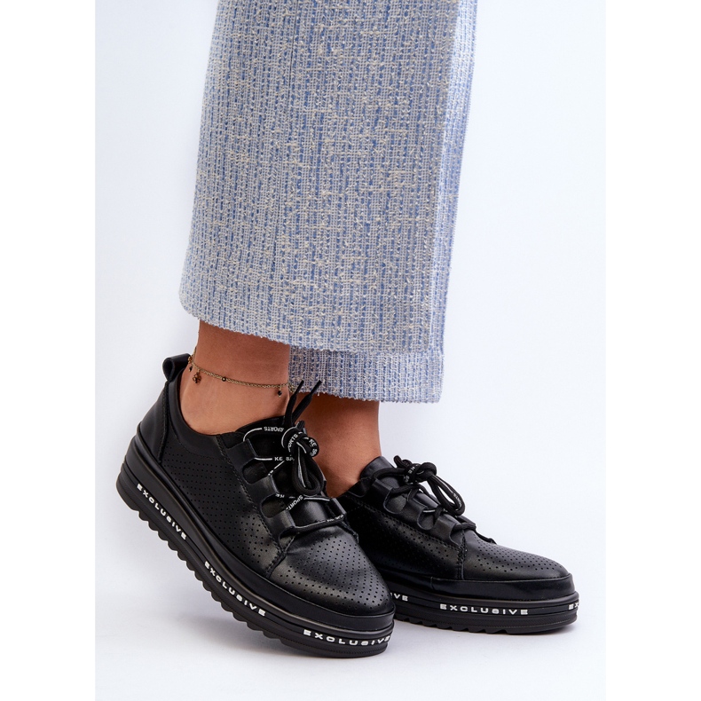 Chaussures en cuir pour femmes sur la plateforme S.Barski LR769A Noir 2