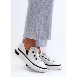 S.Barski Baskets Femme Cuir Verni D&A LR535 Blanc blanche 2 S.Barski Baskets Femme Cuir Verni D&A LR535 Blanc blanche 2