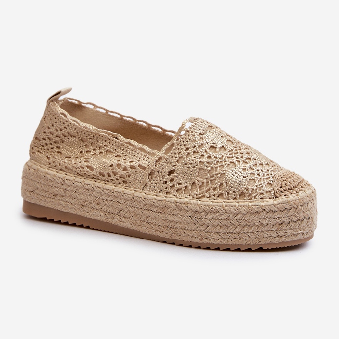Espadrilles en dentelle pour femmes sur la plateforme Elarose dorée d'or 1