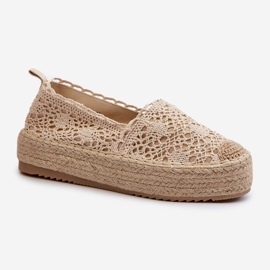 Espadrilles en dentelle pour femmes sur la plateforme beige Elarose 2