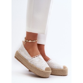 Espadrilles Femme En Dentelle Sur Plateforme Blanc Elarose 2