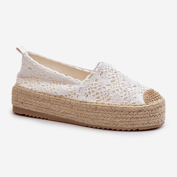 Espadrilles Femme En Dentelle Sur Plateforme Blanc Elarose 1