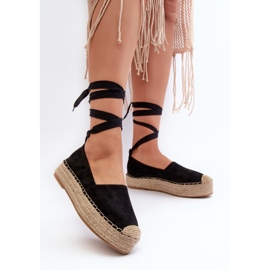 Espadrilles Femme Nouées Sur Une Plateforme Avec Tresse, Noir Tailesse le noir 3