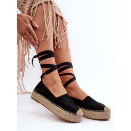 Espadrilles Femme Nouées Sur Une Plateforme Avec Tresse, Noir Tailesse le noir 7
