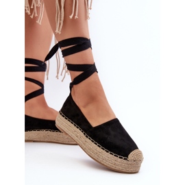 Espadrilles Femme Nouées Sur Une Plateforme Avec Tresse, Noir Tailesse le noir 4