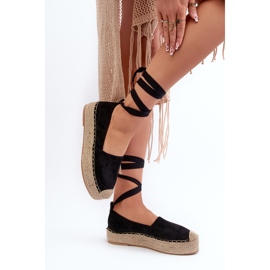 Espadrilles Femme Nouées Sur Une Plateforme Avec Tresse, Noir Tailesse le noir 5