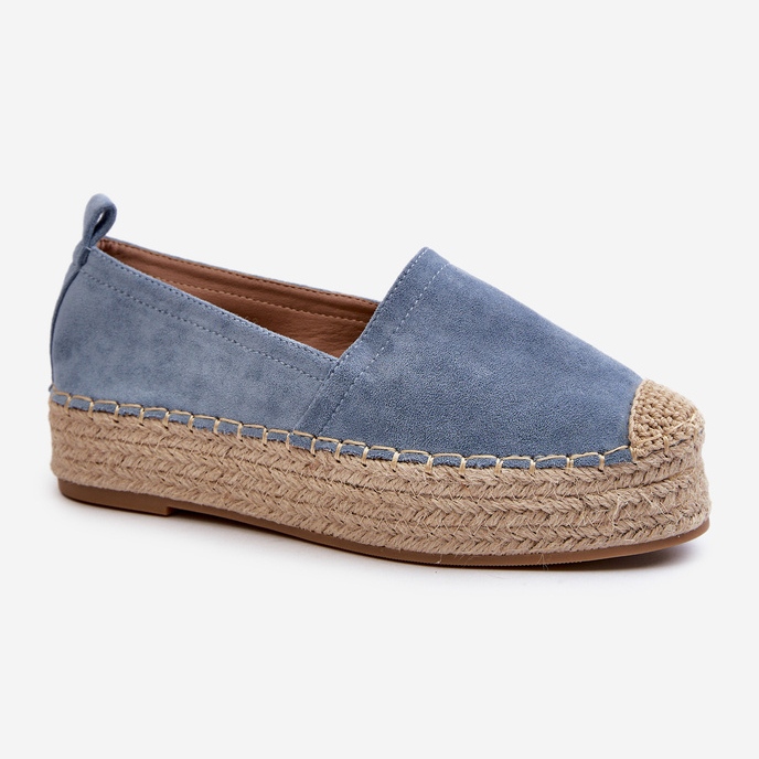 Espadrilles Femme Nouées Sur Une Plateforme Avec Tresse, Bleu Tailesse 1
