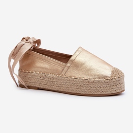 Espadrilles Pour Femmes Nouées Sur Une Plateforme Avec Tailesse Dorée Tressée d'or 1