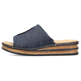 Sandales compensées confortables pour femmes, bleu marine, Rieker 62905-14 2