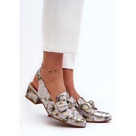 Sandales À Talons Bas En Cuir Pour Femme Avec Fleurs Maciejka N6539-38 Vert 2