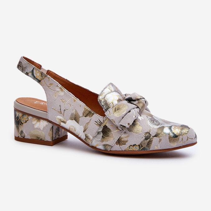 Sandales À Talons Bas En Cuir Pour Femme Avec Fleurs Maciejka N6539-38 Vert 1