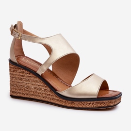 Sandales compensées en cuir pour femmes Maciejka 06657-25 Or d'or 1