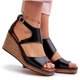 Sandales Compensées En Cuir Pour Femme Maciejka 06657-01 Noir le noir 10