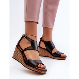 Sandales Compensées En Cuir Pour Femme Maciejka 06657-01 Noir le noir 4