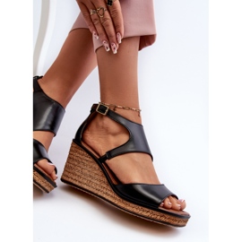 Sandales Compensées En Cuir Pour Femme Maciejka 06657-01 Noir 1