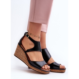 Sandales Compensées En Cuir Pour Femme Maciejka 06657-01 Noir le noir 3