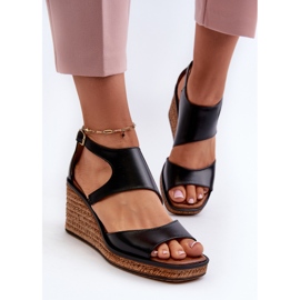 Sandales Compensées En Cuir Pour Femme Maciejka 06657-01 Noir le noir 5