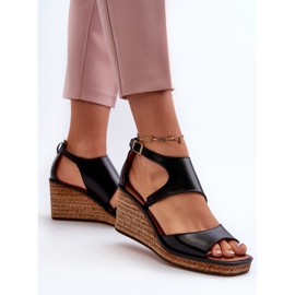 Sandales Compensées En Cuir Pour Femme Maciejka 06657-01 Noir le noir 8