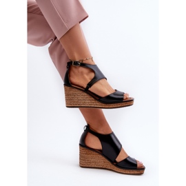 Sandales Compensées En Cuir Pour Femme Maciejka 06657-01 Noir le noir 9
