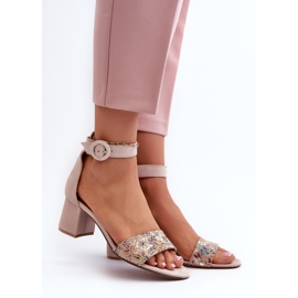 Sandales à Talons Hauts en Daim Maciejka 04141-49 Beige 2