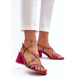 Sandales à Talon Bas en Daim Maciejka 06653-15 Fuchsia rose 3
