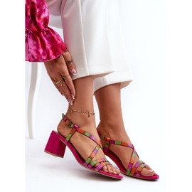 Sandales à Talon Bas en Daim Maciejka 06653-15 Fuchsia rose 8