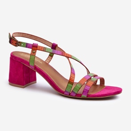 Sandales à Talon Bas en Daim Maciejka 06653-15 Fuchsia rose 1
